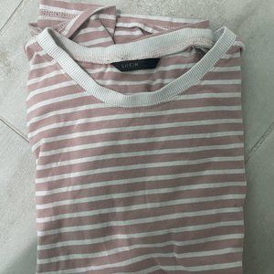 CUTE pink and white stripped shirt | cheap shipping ! | - S